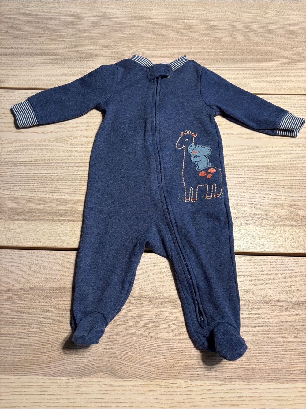 Carter's Navy Footed One-Piece with Giraffe & Elephant Motif